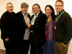 Diversity Foundation's Ed Lhones and Lyle Rustad with Dennis Banks, and producer/directors Lynn Salt and David Mueller