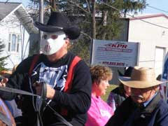 A rider dresses as Jason?
